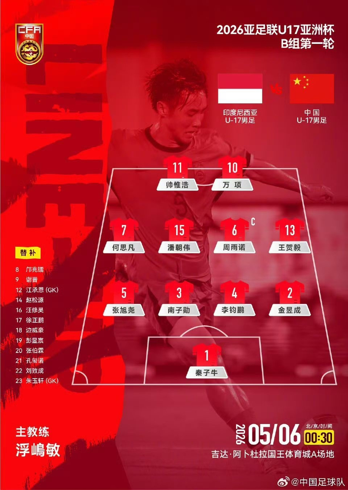 U17国足首战遭印尼绝杀 出线形势严峻